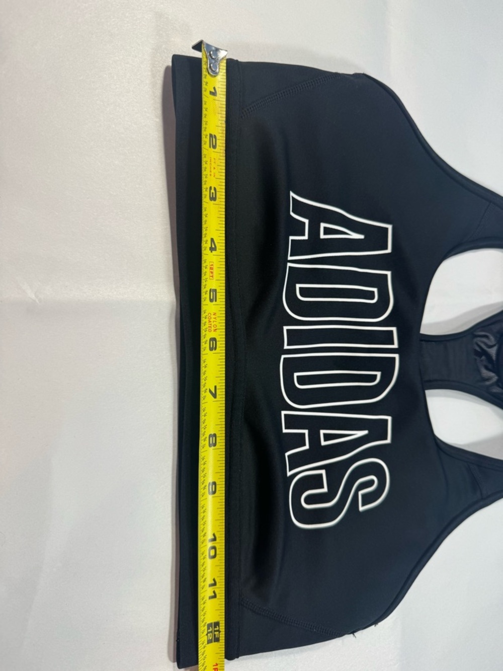 adidas Black Sports Bra with White Logo Print - Picture 3 of 7